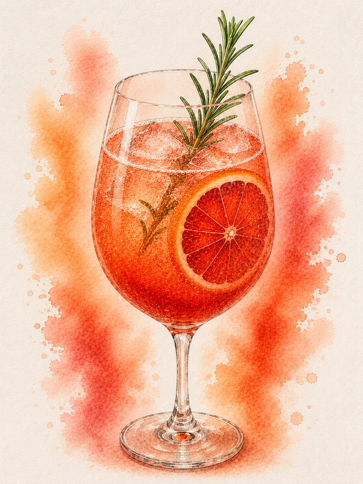 Rosemary & Blood Orange Mocktail presentation