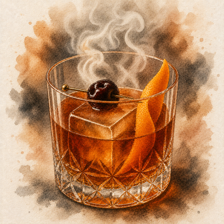 Oak Smoked Old Fashioned presentation