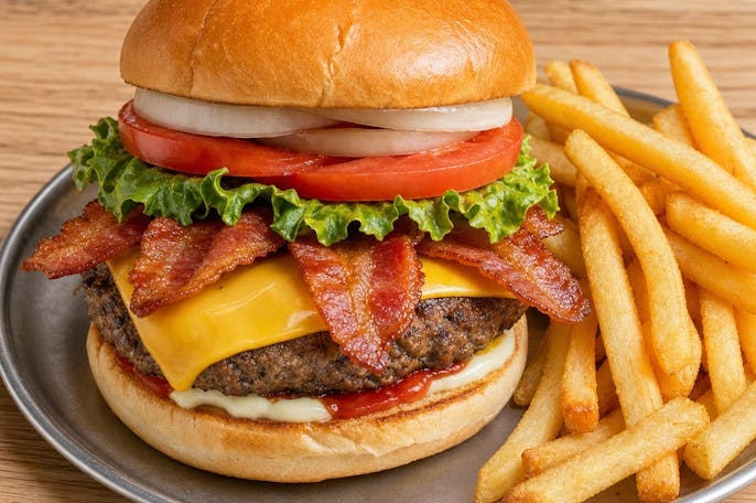 Bacon & Cheese Burger & Fries