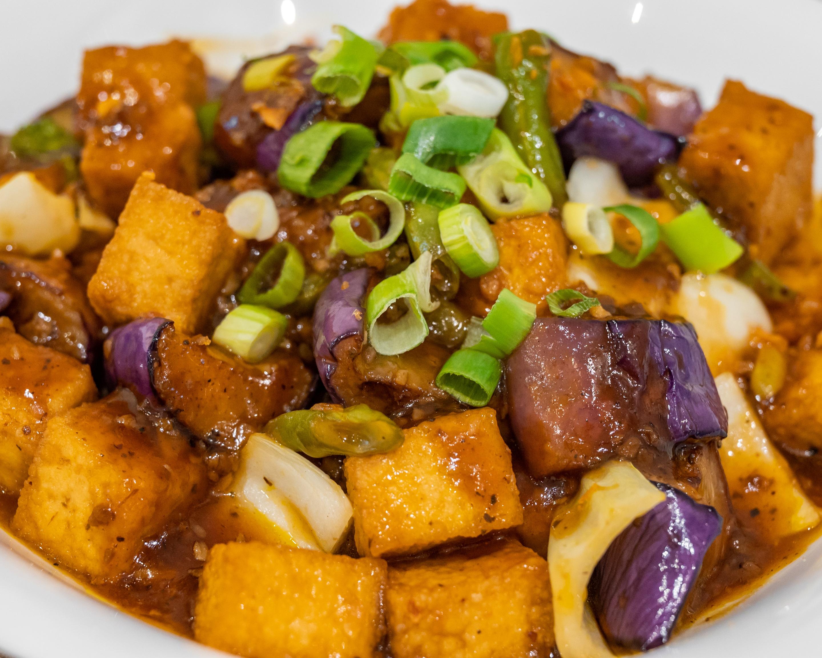 Adobo Tofu, Green Beans & Eggplant