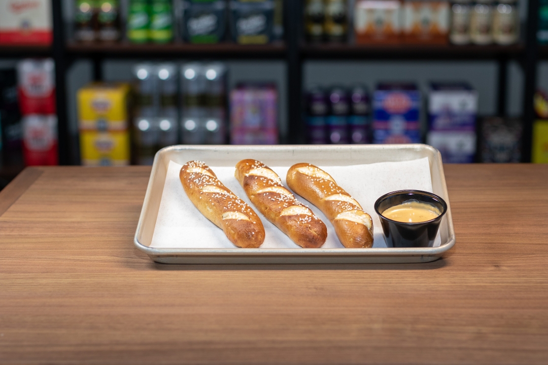 A visualization of the menu item "Pretzels & Beer Cheese"