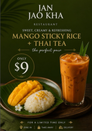 Mango Sticky Rice + Thai Tea Combo