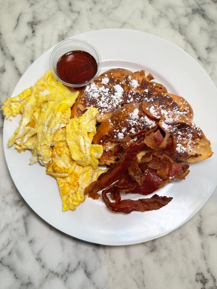 Challah French Toast with Egg & Bacon