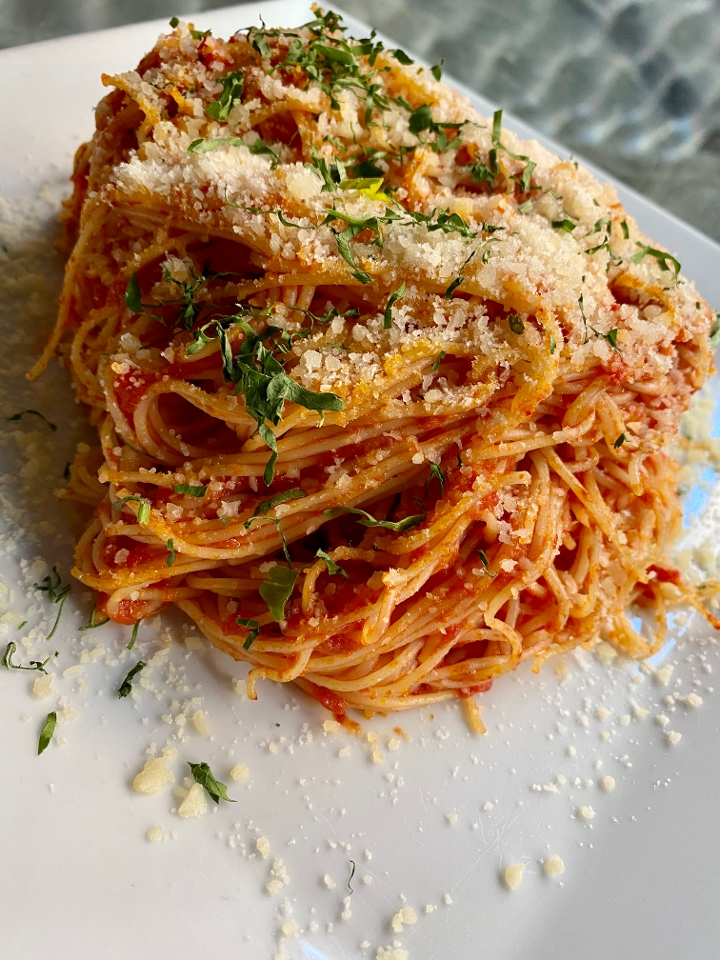 Angel Hair Pasta Marinara.