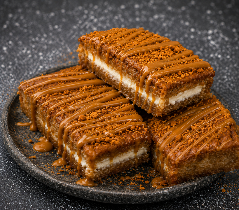 Biscoff Basbousa With Cream