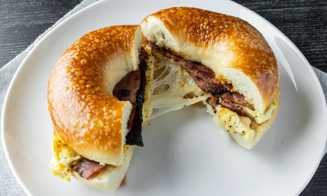 Turkey Bacon, Eggs, & Cheese On Bagel