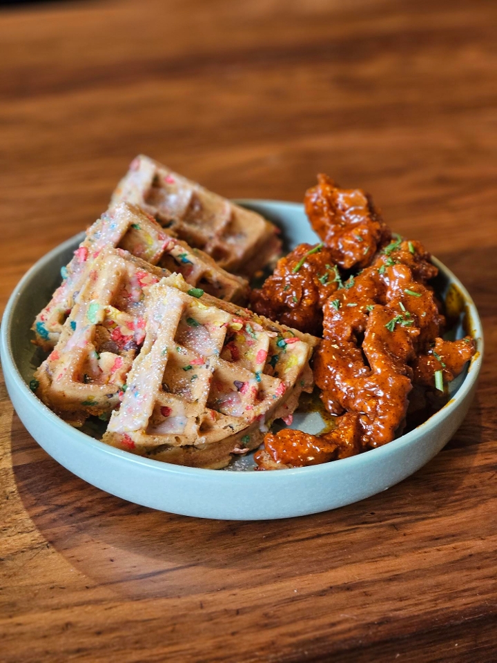 **Fruity Pebble Chicken and Waffles