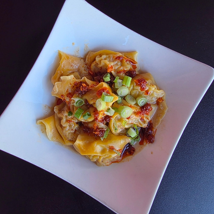 Shrimp Wontons in Peanut Sauce