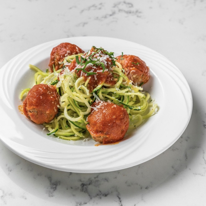 Zucchini Noodles & Eggplant Meatballs