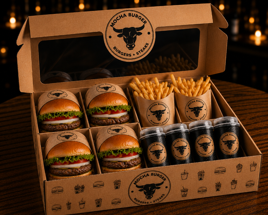 COMBO #1 : 4 Classic Burgers,  Fries, 4 Drinks