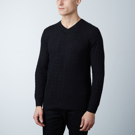 Amerigo Cashmere Blend V-Neck Sweater // Black (XL)