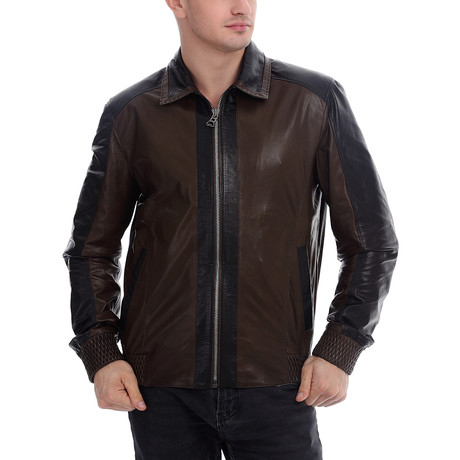 Reese Leather Jacket // Green + Black (S)