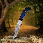 6.5" Handmade Pakka Wood Handle // Damascus Pocket Knife