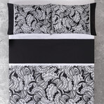 Black & White Paisley  Sheet Set // Black and White (King)