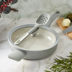 BergHOFF Balance Nonstick Ceramic Sauté Pan (Long Handle) 10.25"// 3.1qt. With Glass Lid// Recycled Aluminum// Moonmist