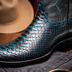 Western Collection Kansas // Python Leather Cowboy Boot // Black + Blue (US: 9.5)