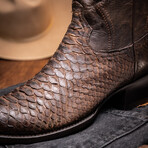 Western Collection Kansas // Python Leather Cowboy Boot // Brown (US: 7.5)