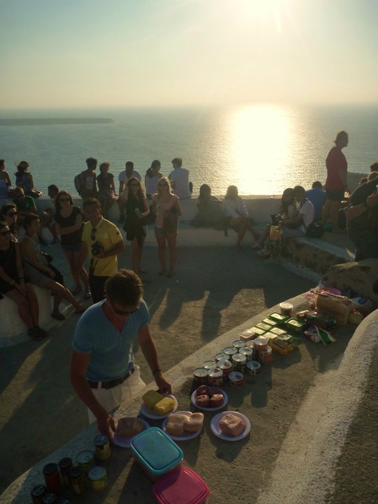 Oia sunset at castle ruins