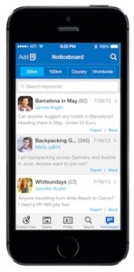 Travel app noticeboard