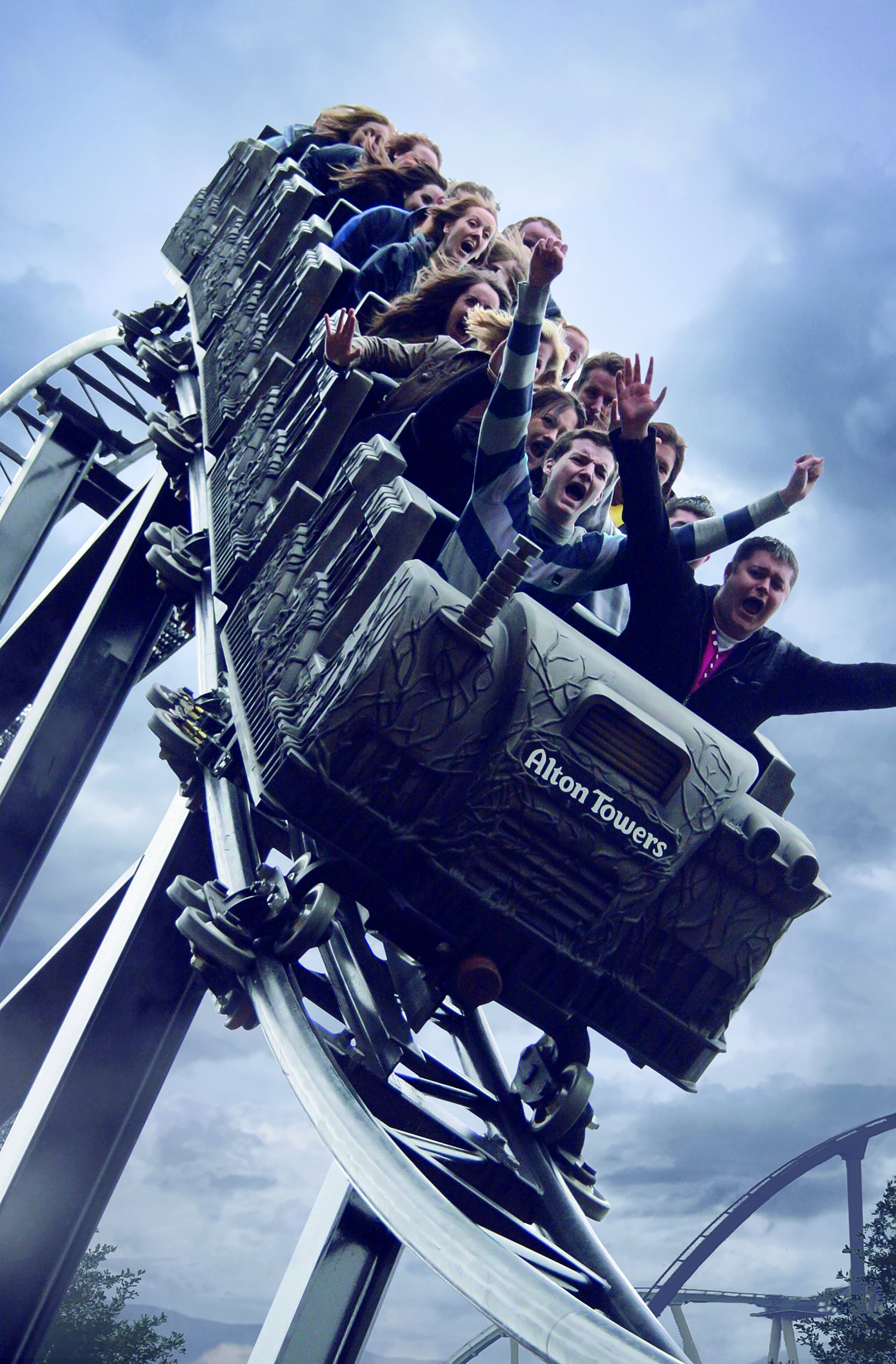 Roller coasters and attractions at Thorpe Park Resort, London.