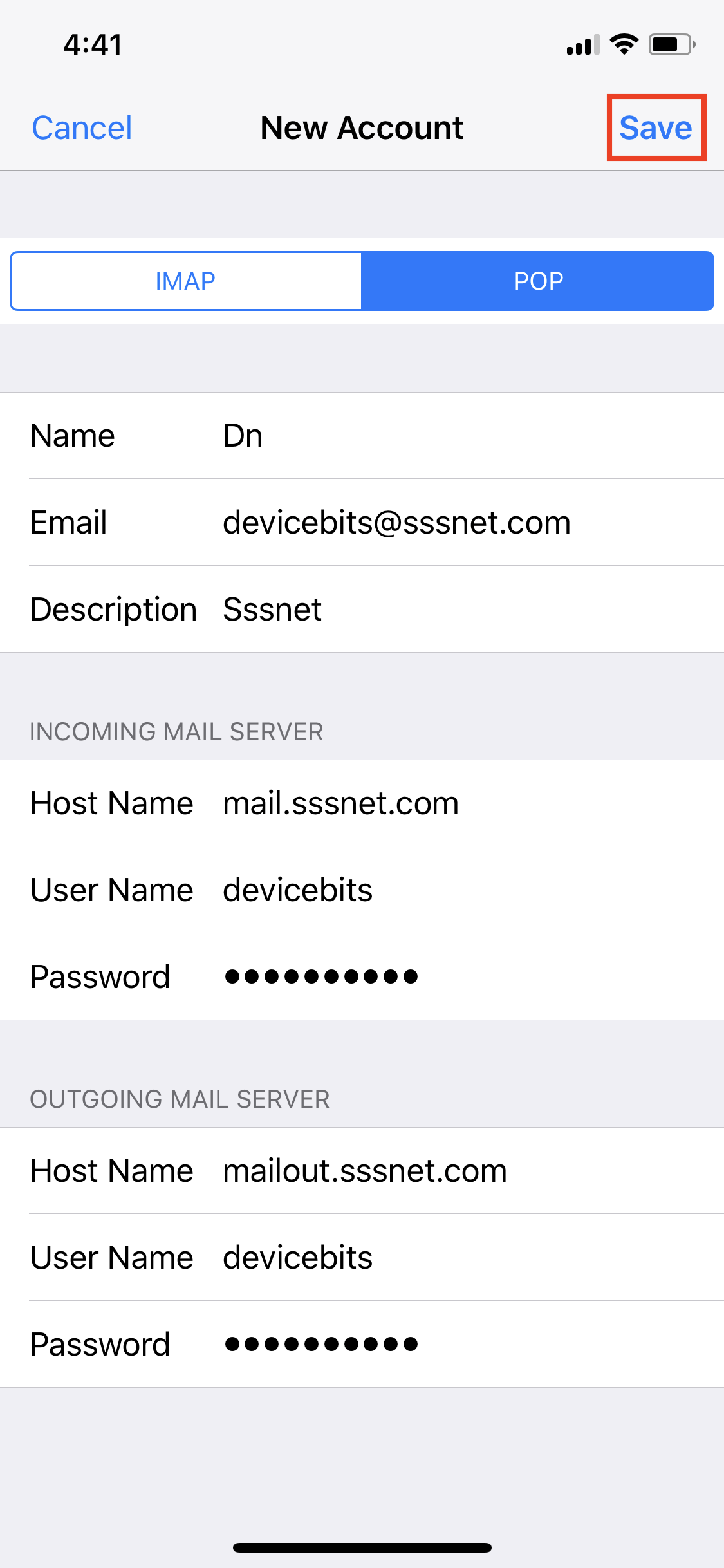 What are the correct email settings for my @sssnet.com email address? FAQ -  MCTV