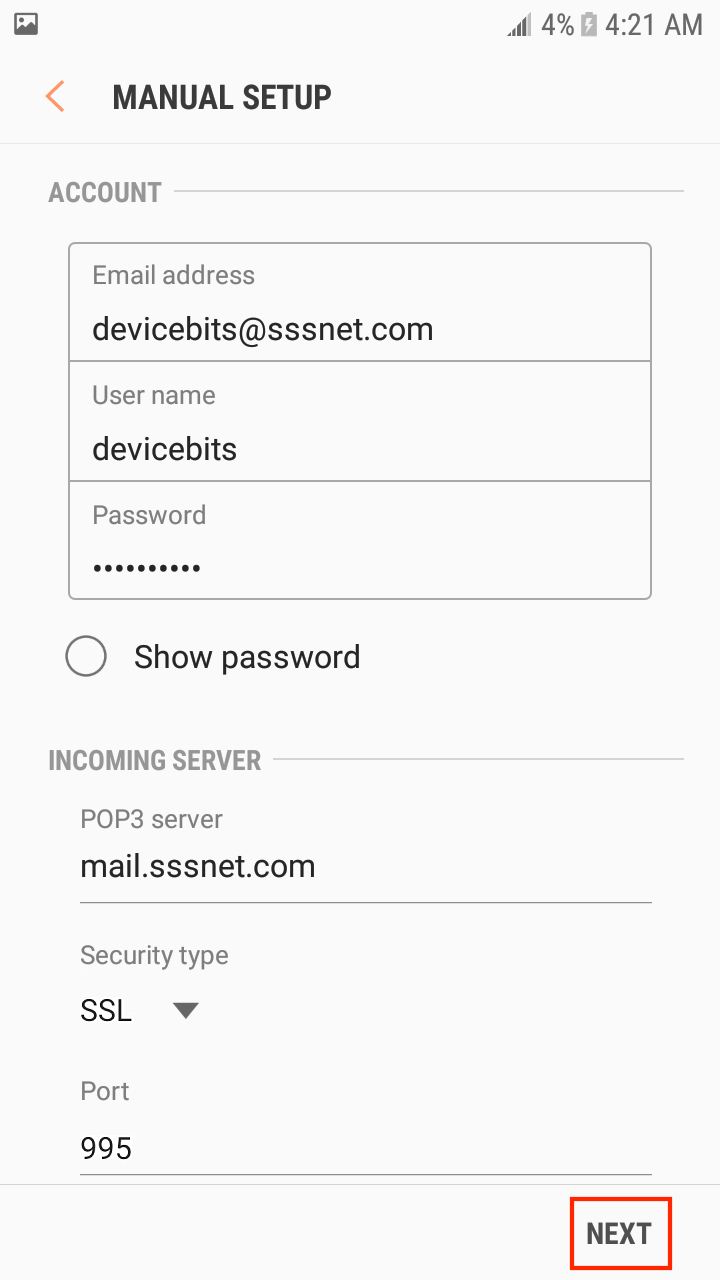 What are the correct email settings for my @sssnet.com email address? FAQ -  MCTV
