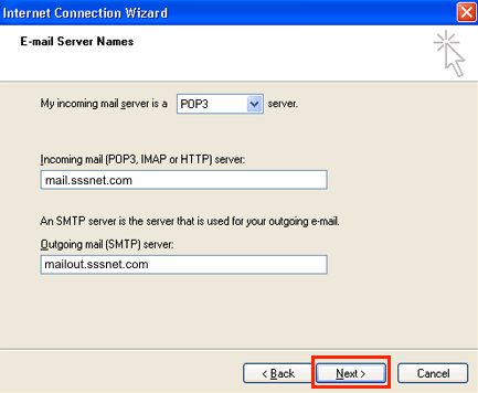 What are the correct email settings for my @sssnet.com email address? FAQ -  MCTV