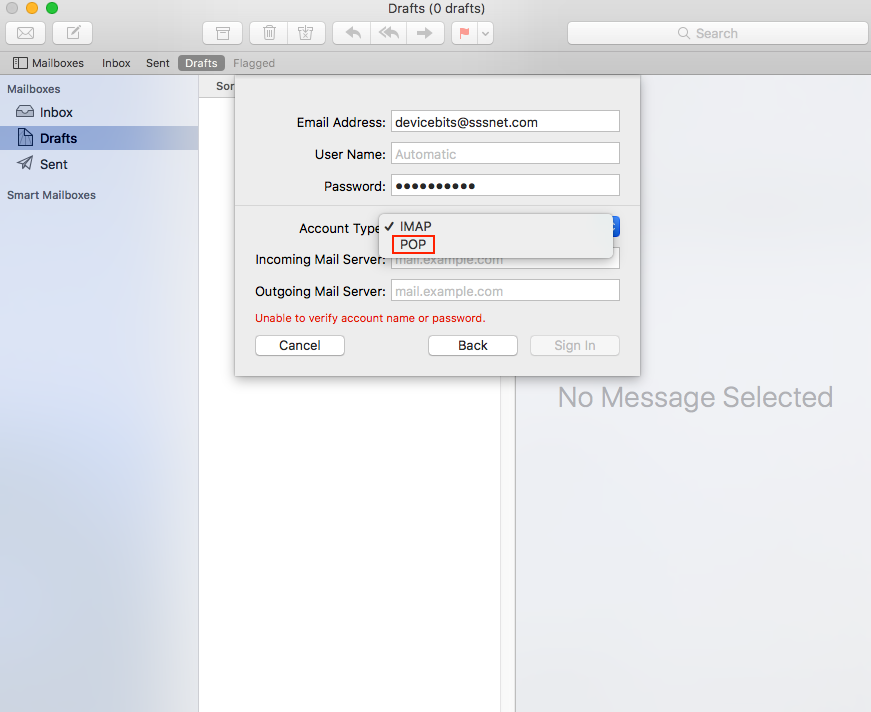 What are the correct email settings for my @sssnet.com email address? FAQ -  MCTV