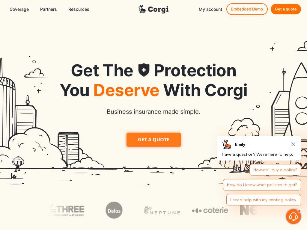 Screenshot of the website of Corgi