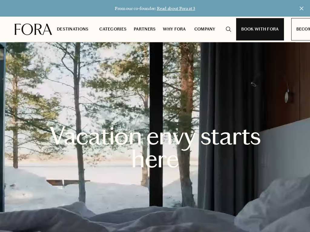 Screenshot of the website of Fora