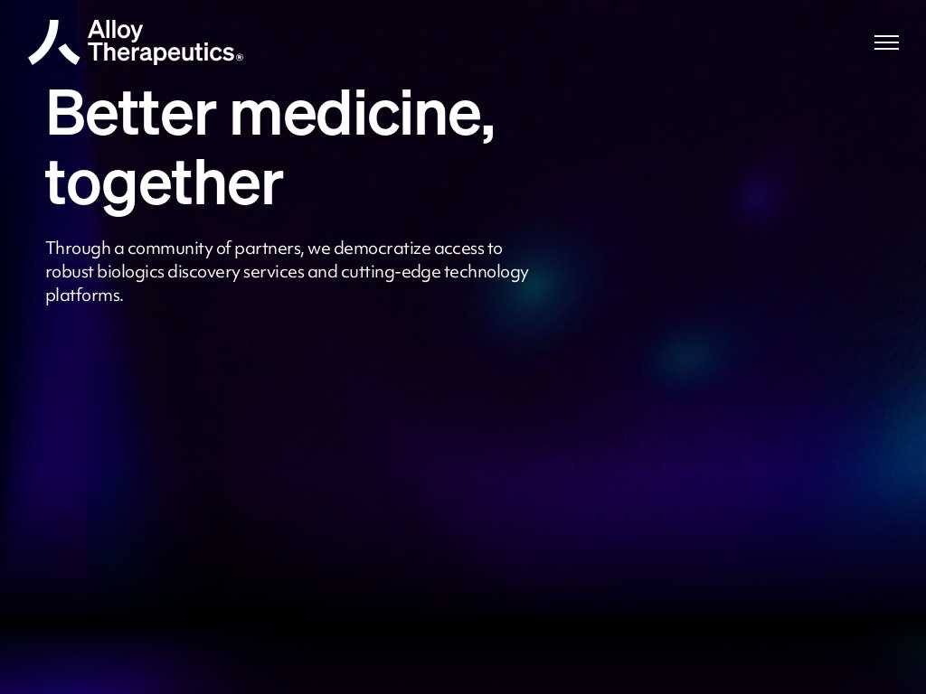Screenshot of the website of Alloy Therapeutics