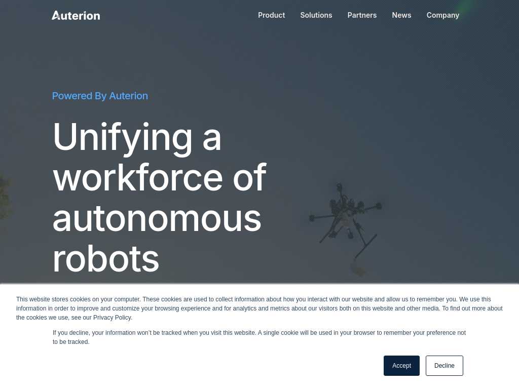 Screenshot of the website of Auterion