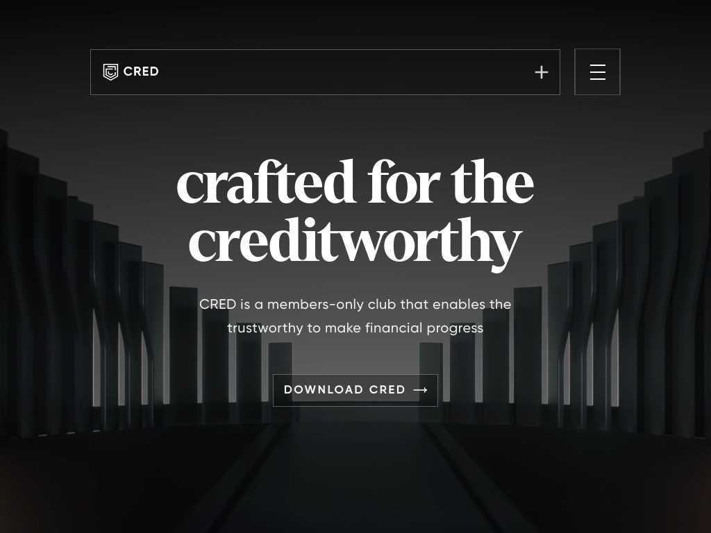 Screenshot of the website of CRED
