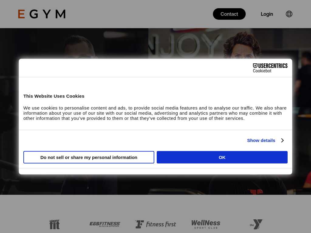 Screenshot of the website of EGYM