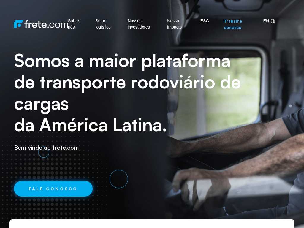 Screenshot of the website of frete