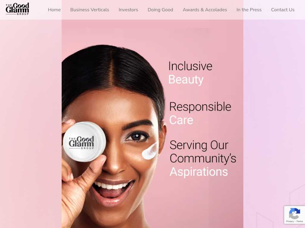 Screenshot of the website of The Good Glamm Group