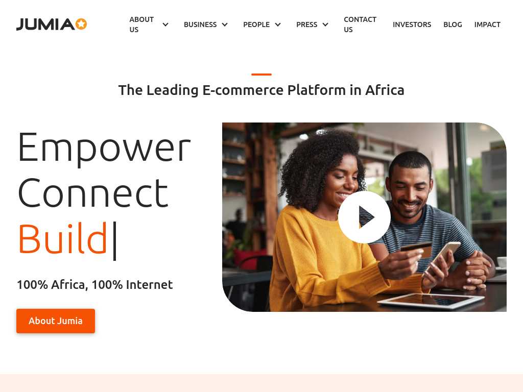 Screenshot of the website of Jumia