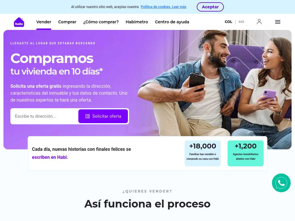 Screenshot of the website of Habi