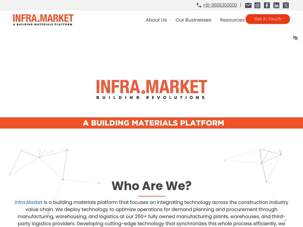 Screenshot of the website of Infra.Market