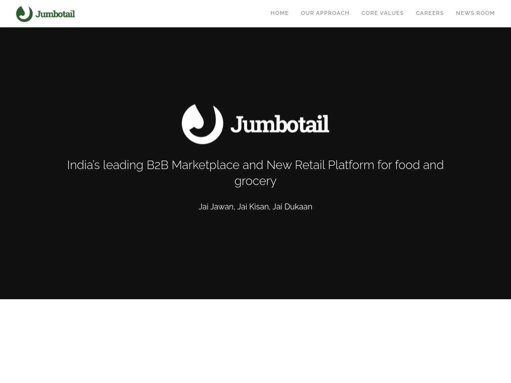 Screenshot of the website of Jumbotail