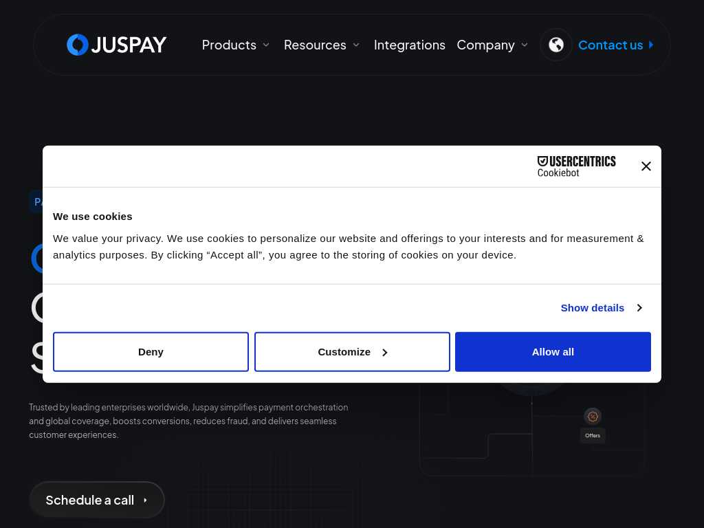 Screenshot of the website of Juspay