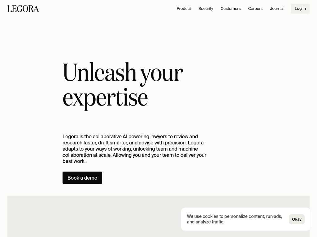 Screenshot of the website of Legora