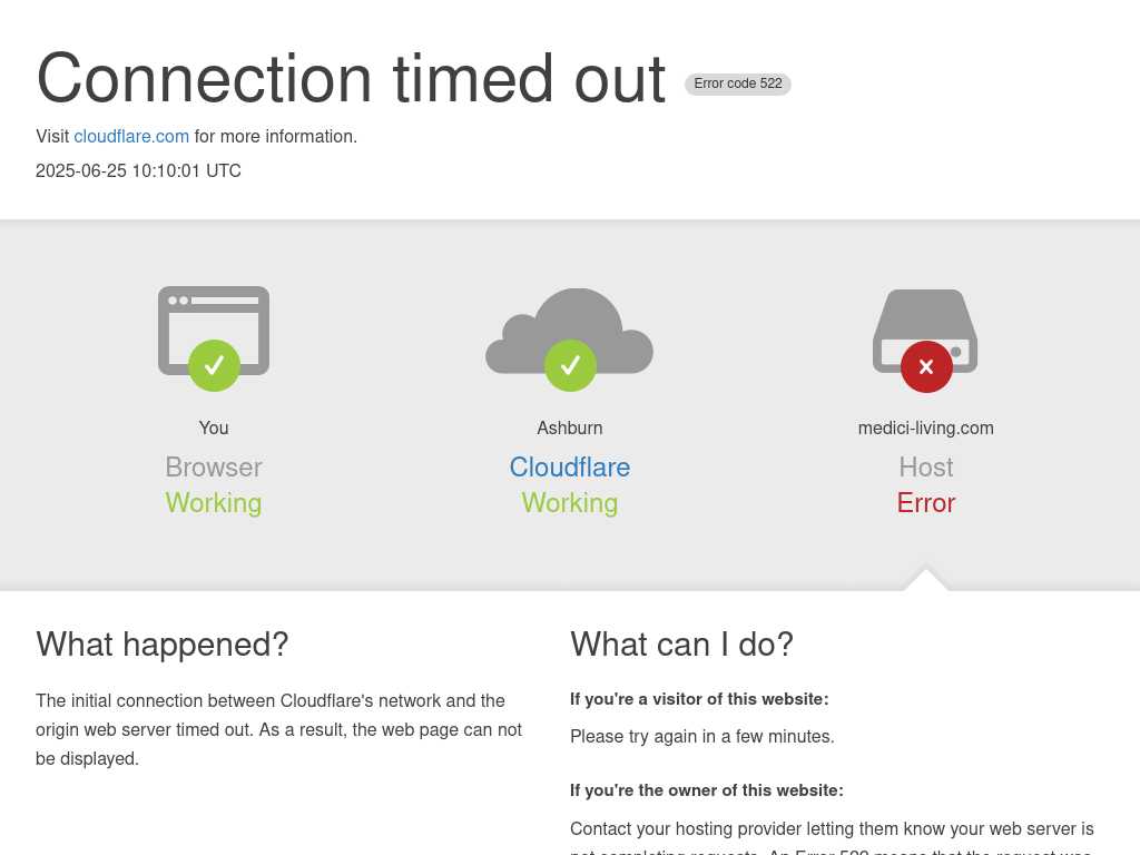 Screenshot of the website of Medici Living
