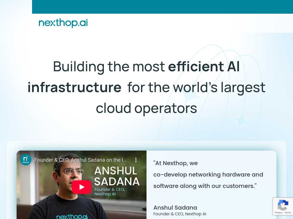 Screenshot of the website of Nexthop AI