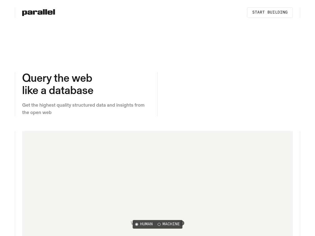 Screenshot of the website of Parallel Web Systems