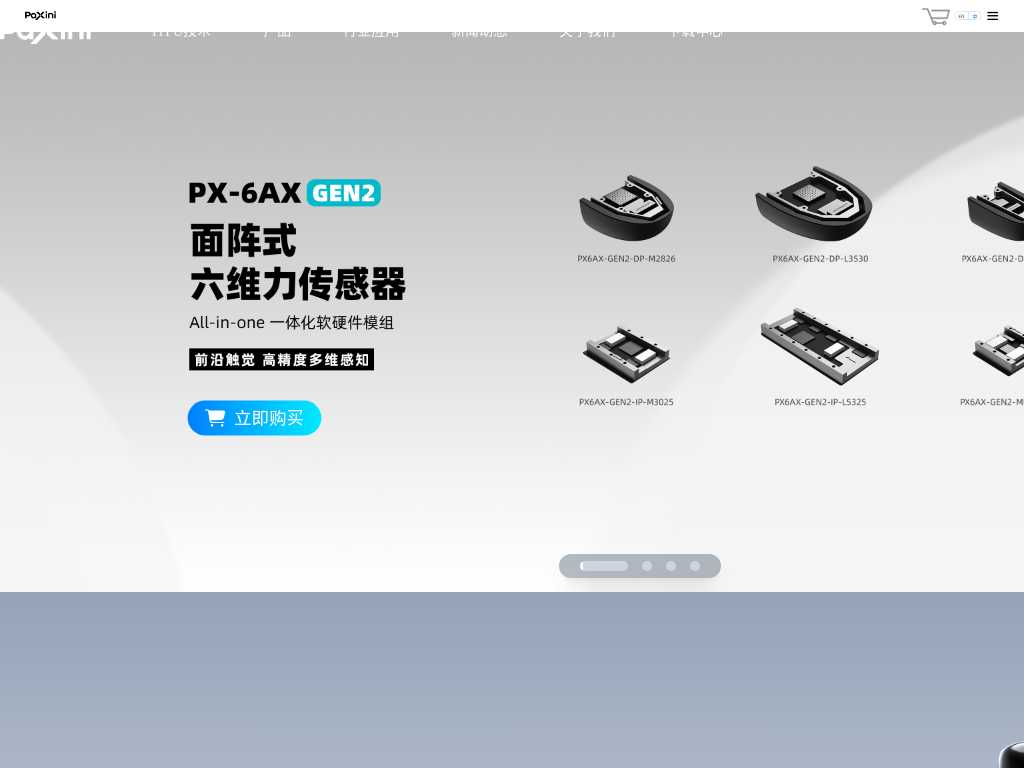 Screenshot of the website of PaXini