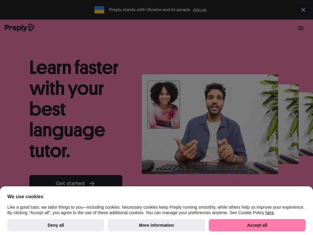 Screenshot of the website of Preply