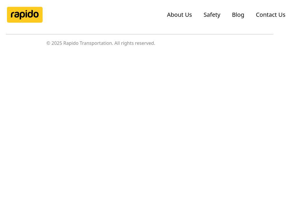 Screenshot of the website of Rapido