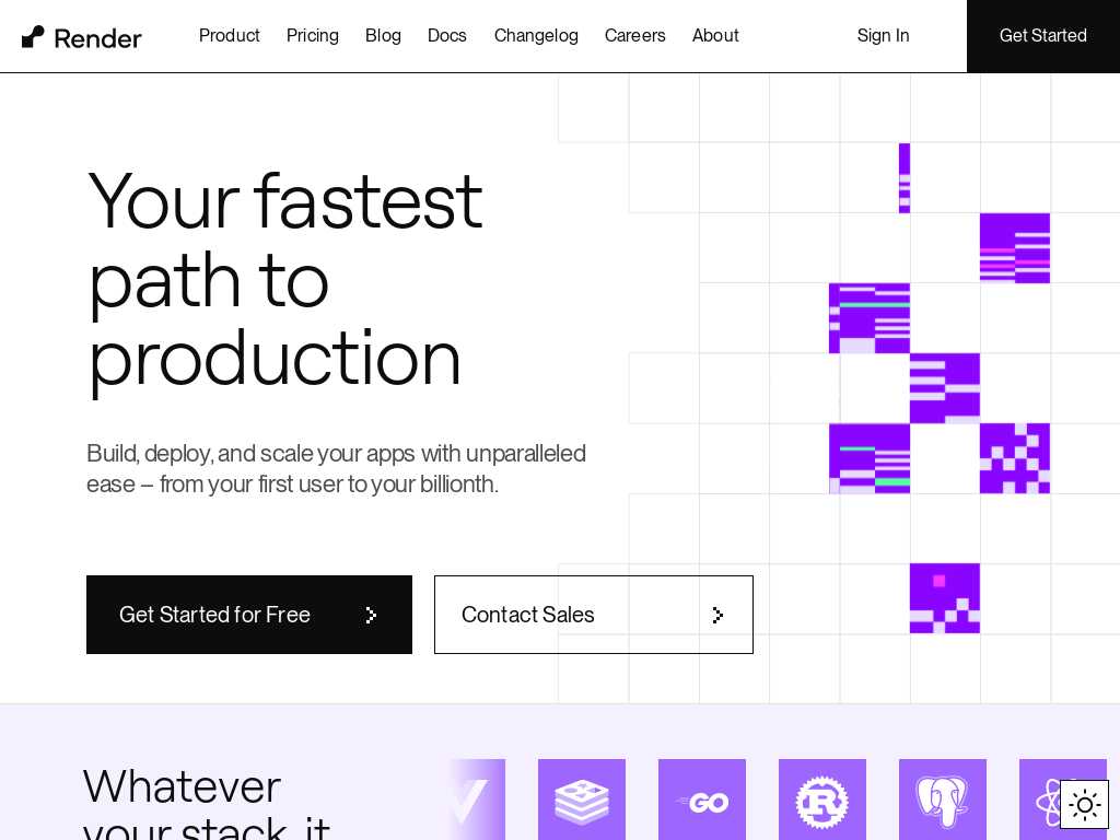 Screenshot of the website of Render