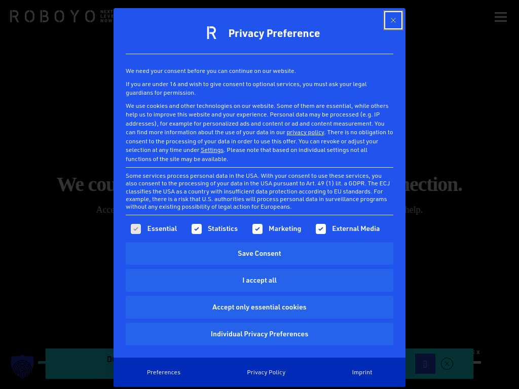 Screenshot of the website of Roboyo